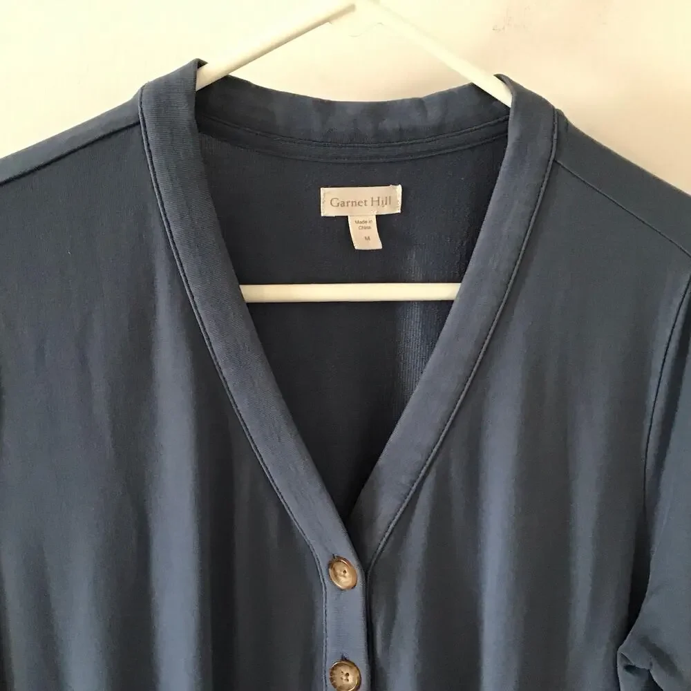 Garnet Hill Traverse Knit Jumper Jumpsuit Lounge Casual  Slate Blue Medium